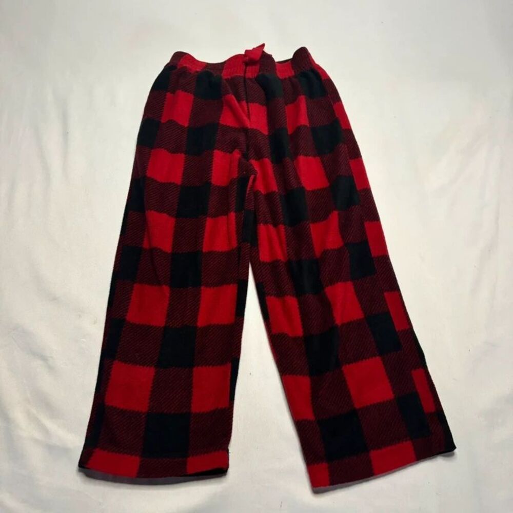 Red Black Buffalo Plaid Fleece Pants Size XS (4-5) | Kids Pajama Lounge Pants